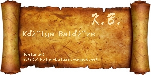 Kólya Balázs névjegykártya